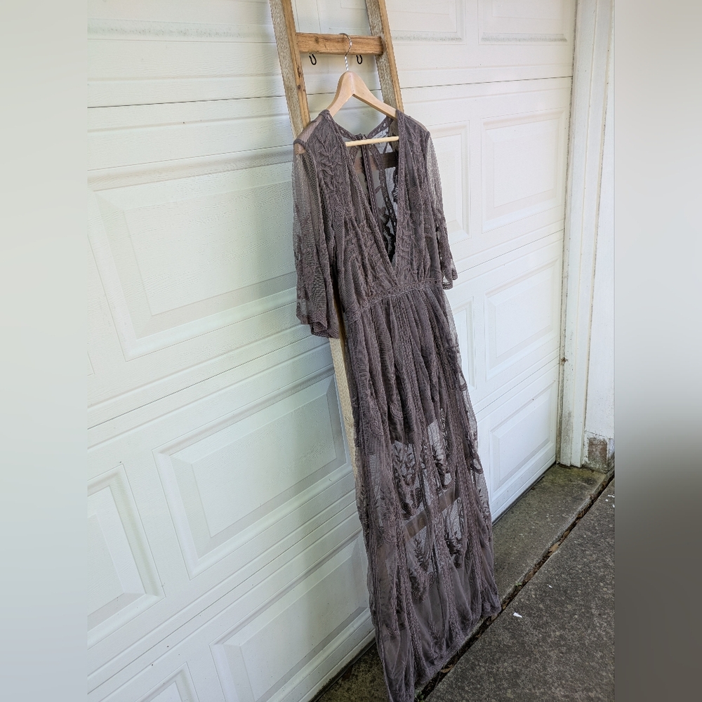 Wishlist Elegant Sheer Purple Lace Romper - Picture 4 of 7
